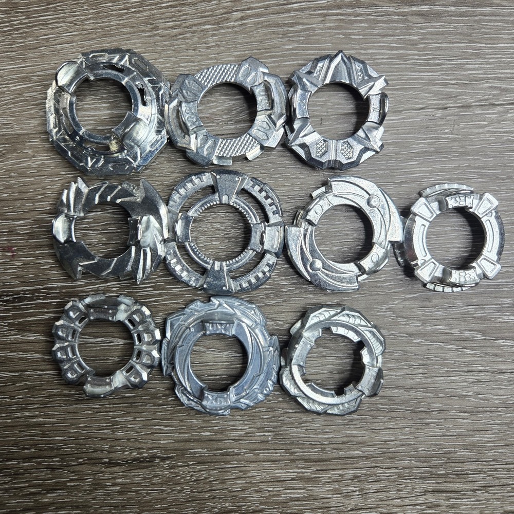 Beyblade Metal Forge Discs 10pc Lot Kids OS Silver Fusion Parts Replacement
